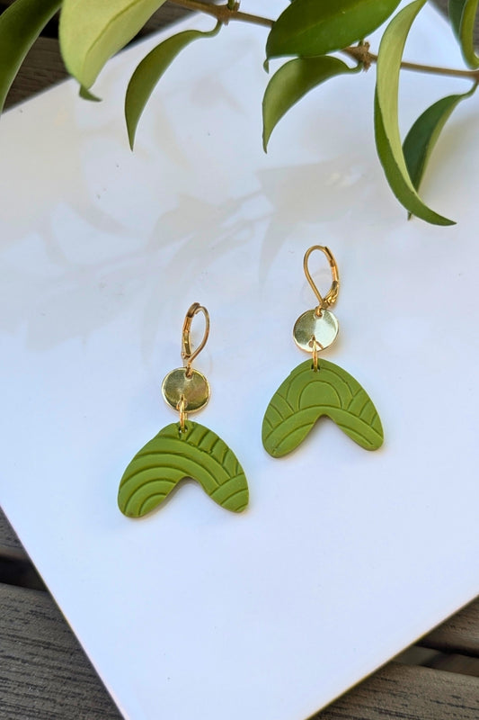 Boucles d'oreilles Boomerang - Vert - Collection Les Éclatées