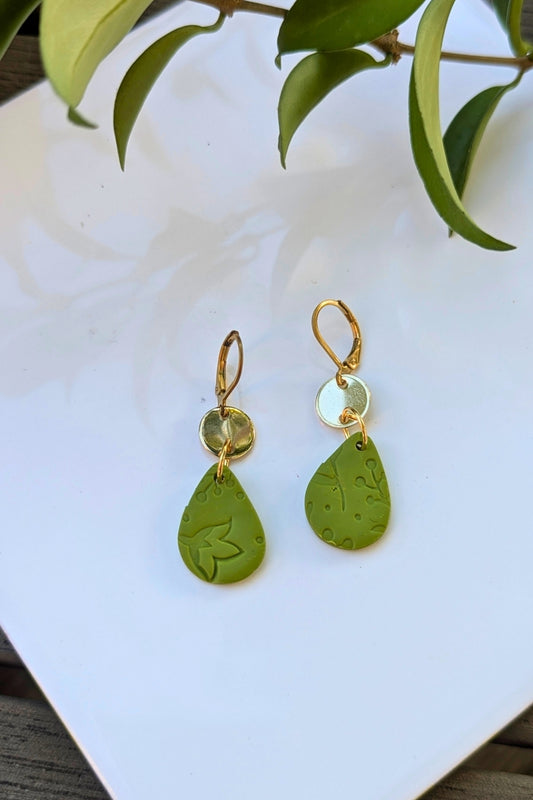 Boucles d'oreilles Goutte - Vert - Collection Les Éclatées