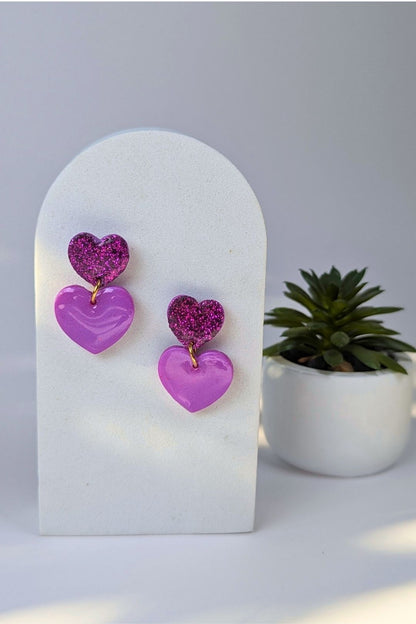 Boucles d'oreilles Duo de coeurs Brillants - Collection Les Éclatées
