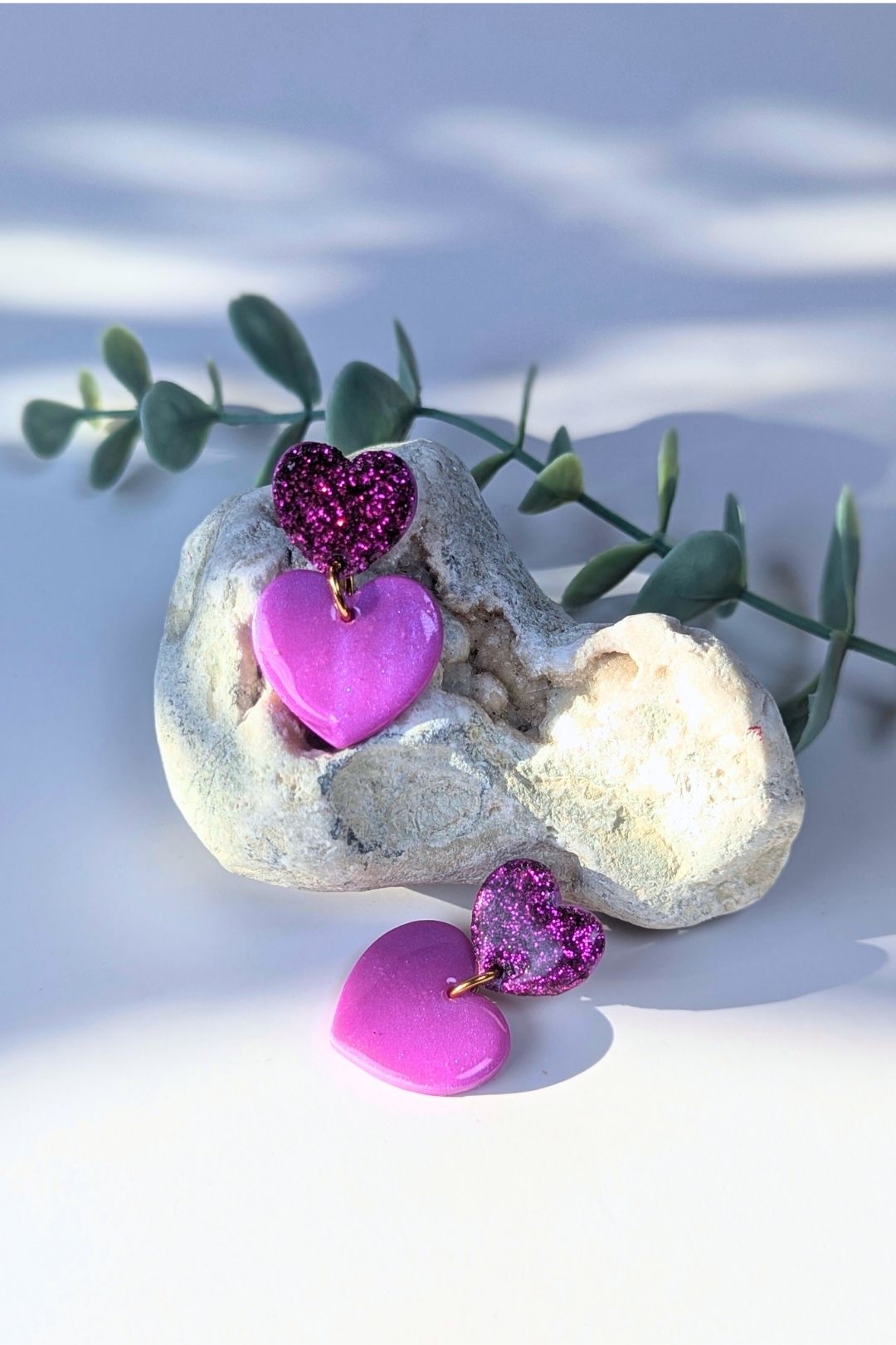 Boucles d'oreilles Duo de coeurs Brillants - Collection Les Éclatées