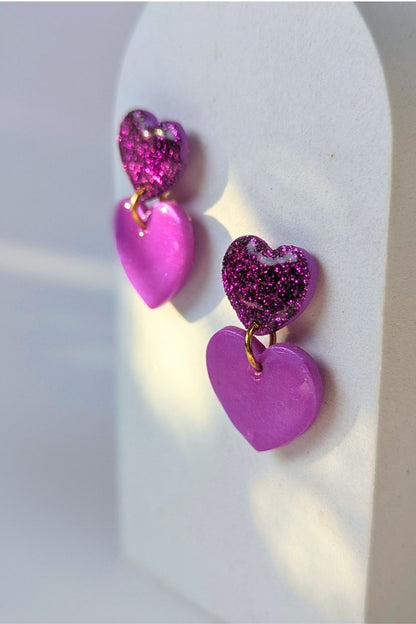 Boucles d'oreilles Duo de coeurs Brillants - Collection Les Éclatées