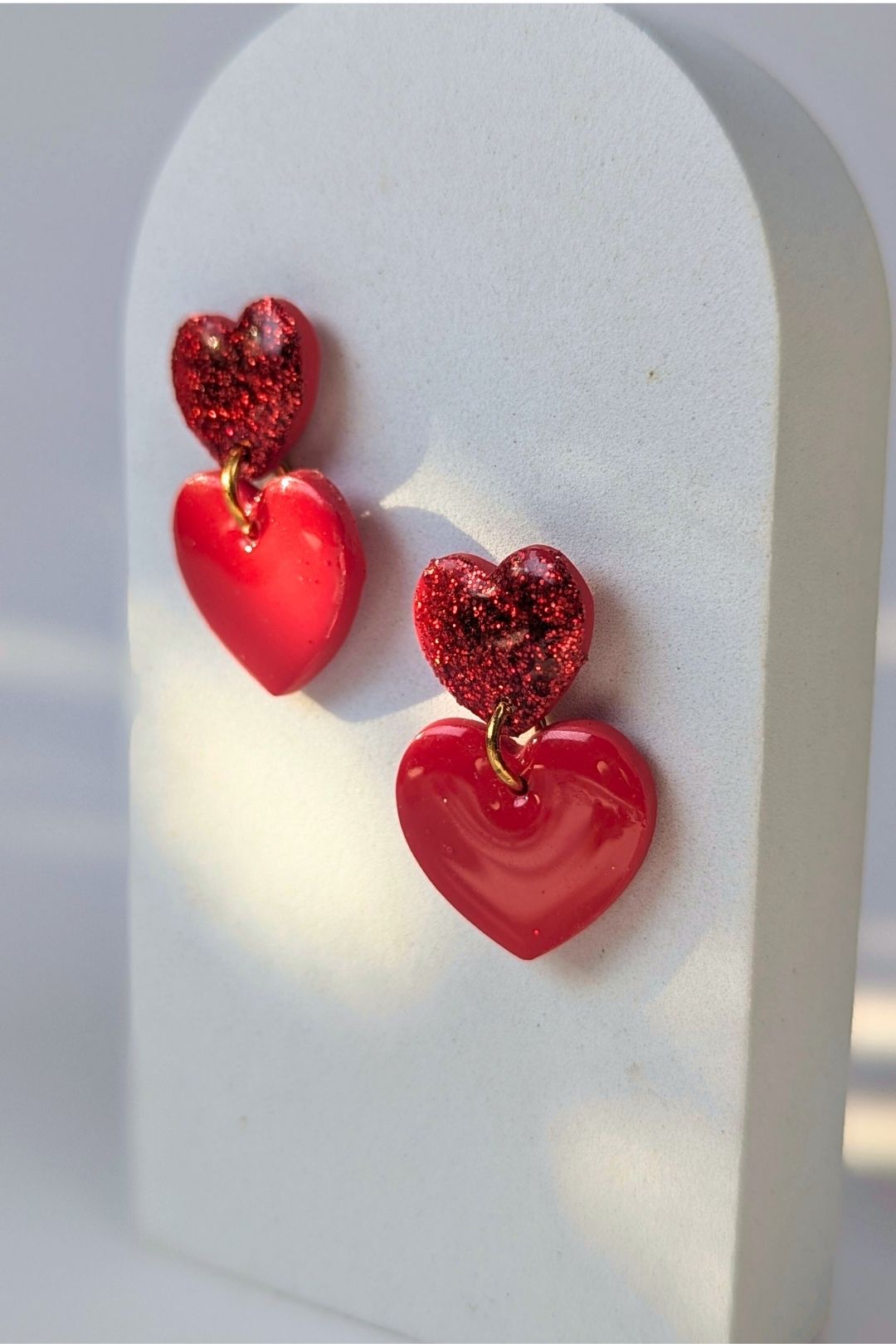 Boucles d'oreilles Duo de coeurs Brillants - Collection Les Éclatées