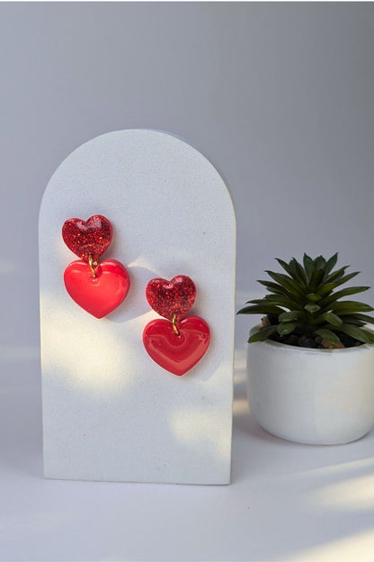 Boucles d'oreilles Duo de coeurs Brillants - Collection Les Éclatées