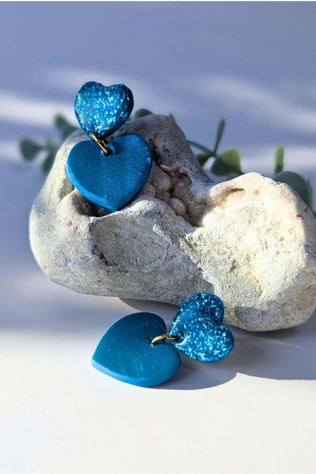 Boucles d'oreilles Duo de coeurs Brillants - Collection Les Éclatées