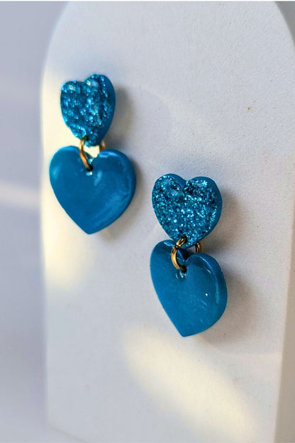Boucles d'oreilles Duo de coeurs Brillants - Collection Les Éclatées
