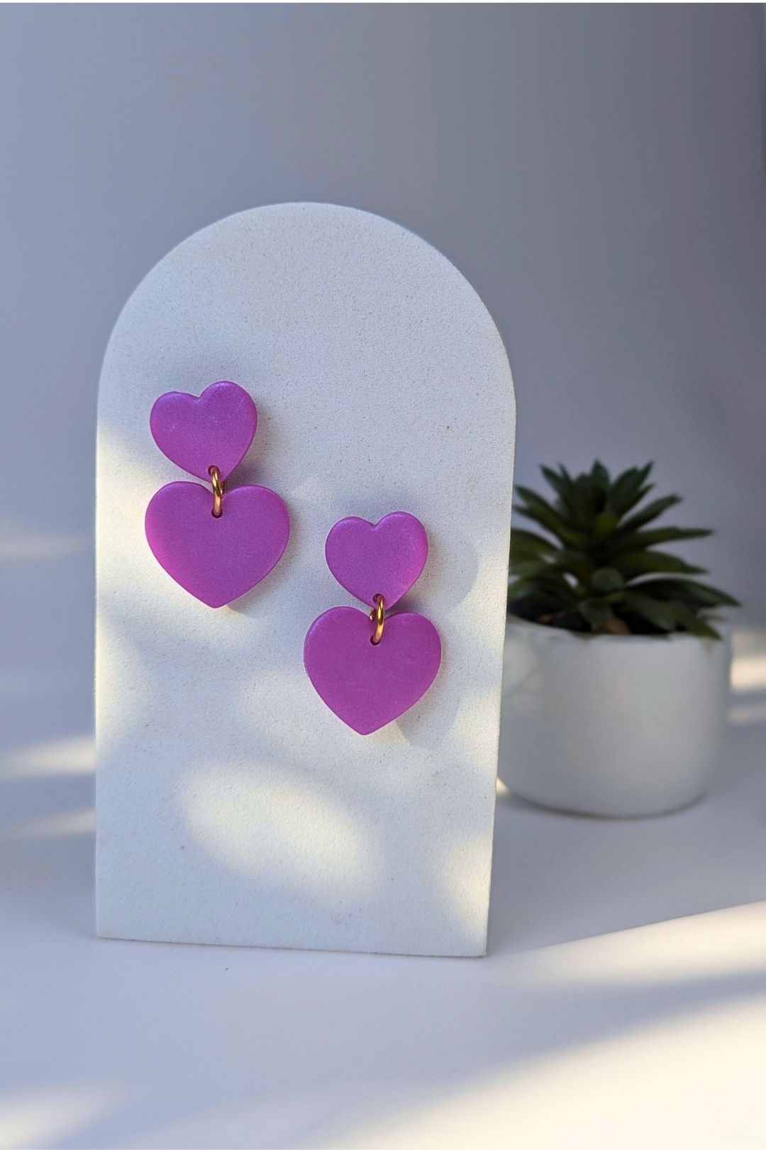 Boucles d'oreilles Duo de coeurs Mats- Collection Les Éclatées