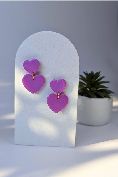 Boucles d'oreilles Duo de coeurs Mats- Collection Les Éclatées