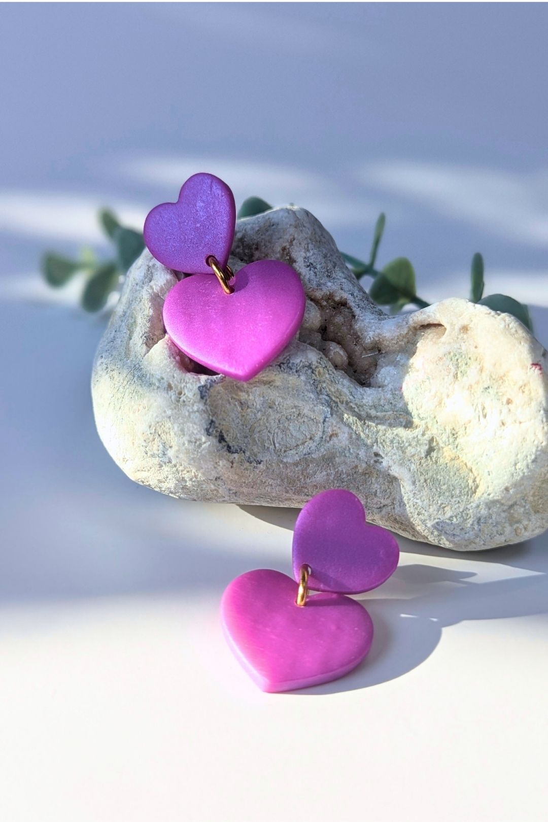 Boucles d'oreilles Duo de coeurs Mats- Collection Les Éclatées