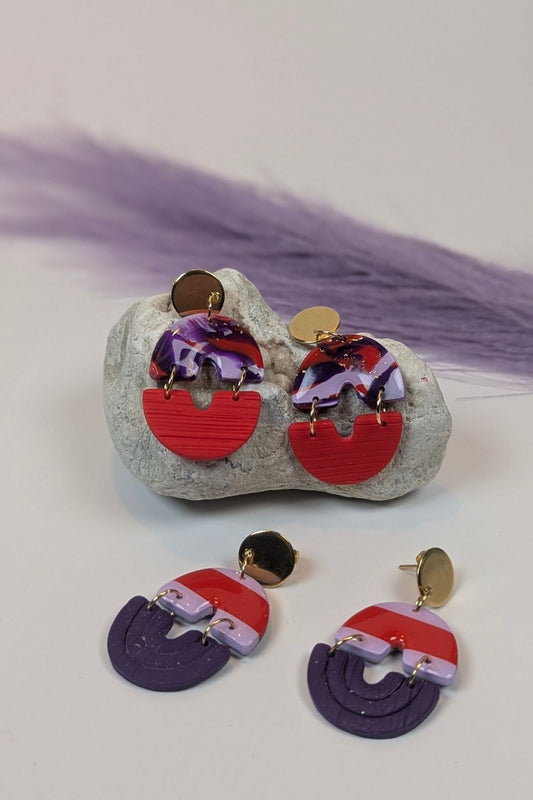 Boucles d'oreilles Duo Courbes - Collection Les Éclatées