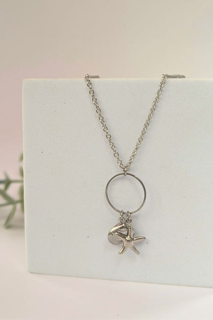 Collier coquillage et étoile de mer en acier inoxydable - Collection Harmonie