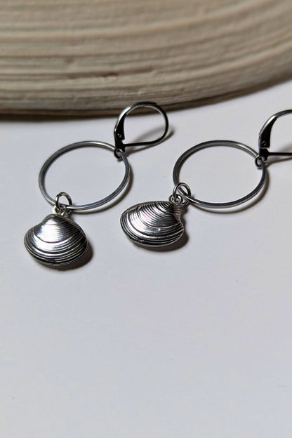 Boucles d'oreilles La mer (anneau et breloque) - Collection Harmonie "La Mer"