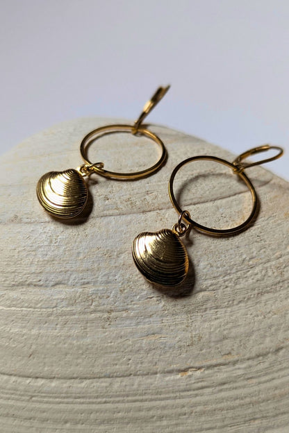 Boucles d'oreilles La mer (anneau et breloque) - Collection Harmonie "La Mer"