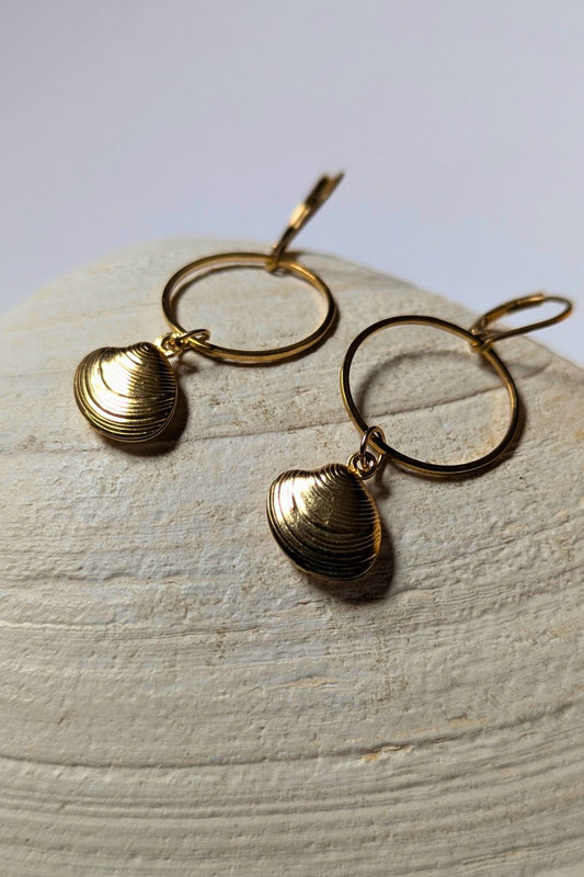 Boucles d'oreilles La mer (anneau et breloque) - Collection Harmonie "La Mer"