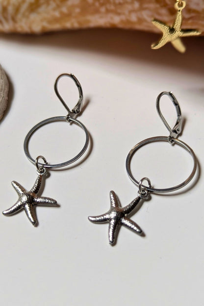 Boucles d'oreilles La mer (anneau et breloque) - Collection Harmonie "La Mer"