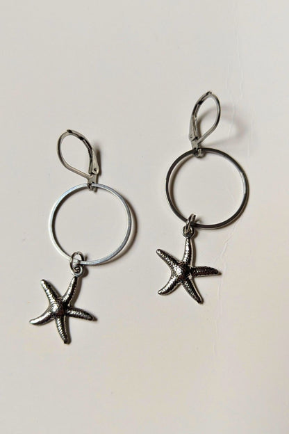 Boucles d'oreilles La mer (anneau et breloque) - Collection Harmonie "La Mer"