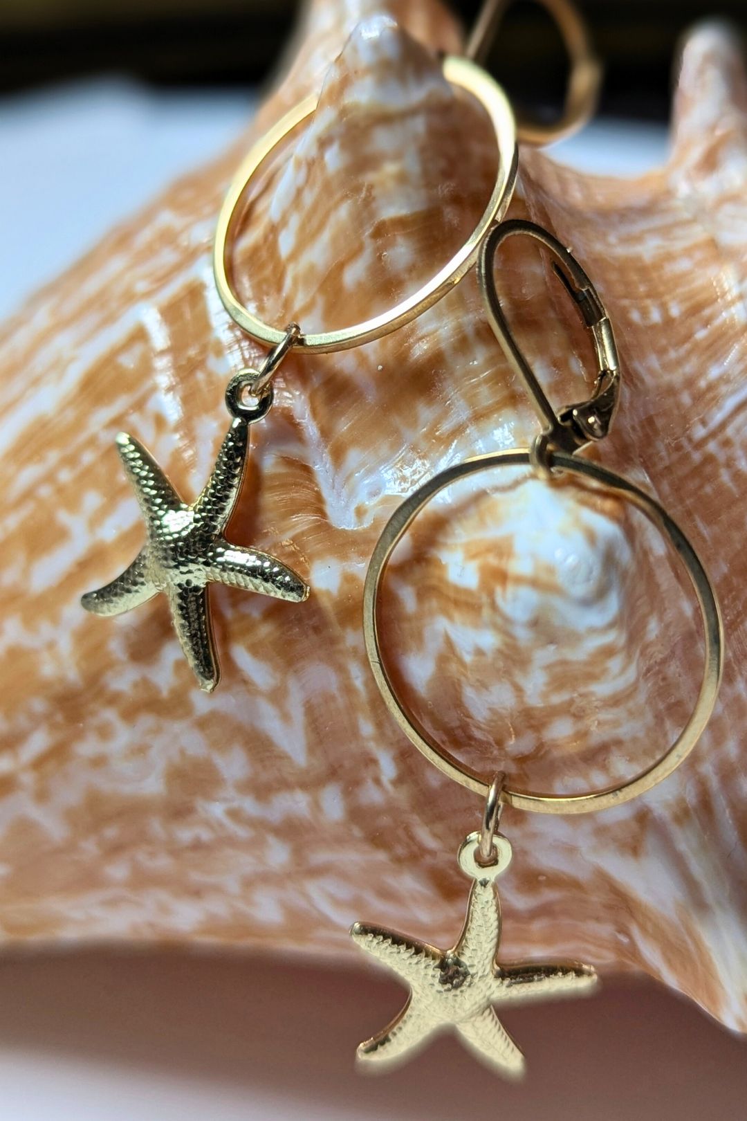 Boucles d'oreilles La mer (anneau et breloque) - Collection Harmonie "La Mer"