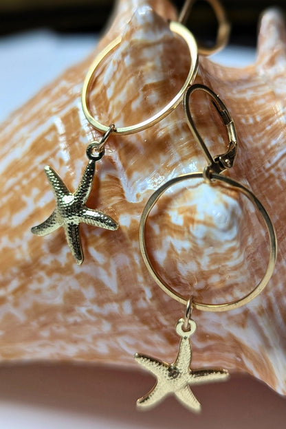 Boucles d'oreilles La mer (anneau et breloque) - Collection Harmonie "La Mer"