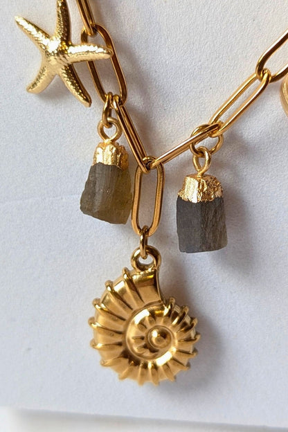 SEROTONINE DESIGN Collection Harmonie — Collier "La Mer" 7 breloques Labradorite brute Collier by Sérotonine Design | Roxy Lama